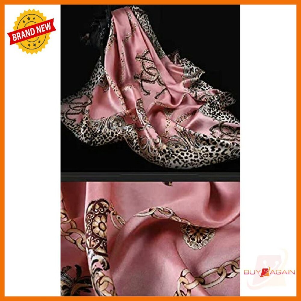 Large 43" Silk Square Scarf Shawl Head Wrap Versatile Accessory - Picture 4 of 8